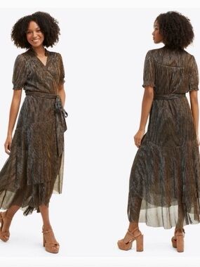 ✨ NWT Draper James Naomi Wrap Dress in Brown with Sparkle ✨